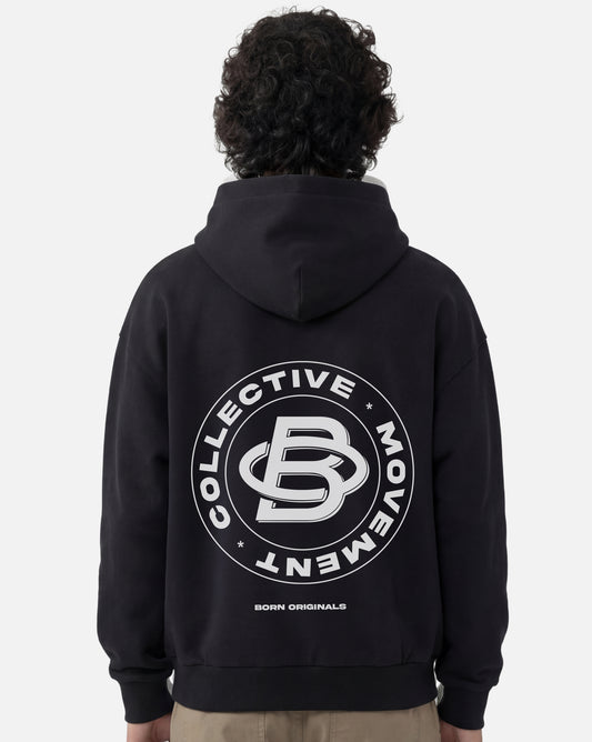 Unisex Oversized Hoodie Black "Modern Monogram"